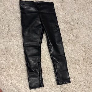 Girls Black Faux Leather Leggings